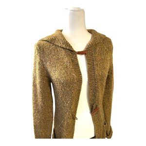 Moda International Brown Maxi Collared Duster Cardigan Sweater 90s